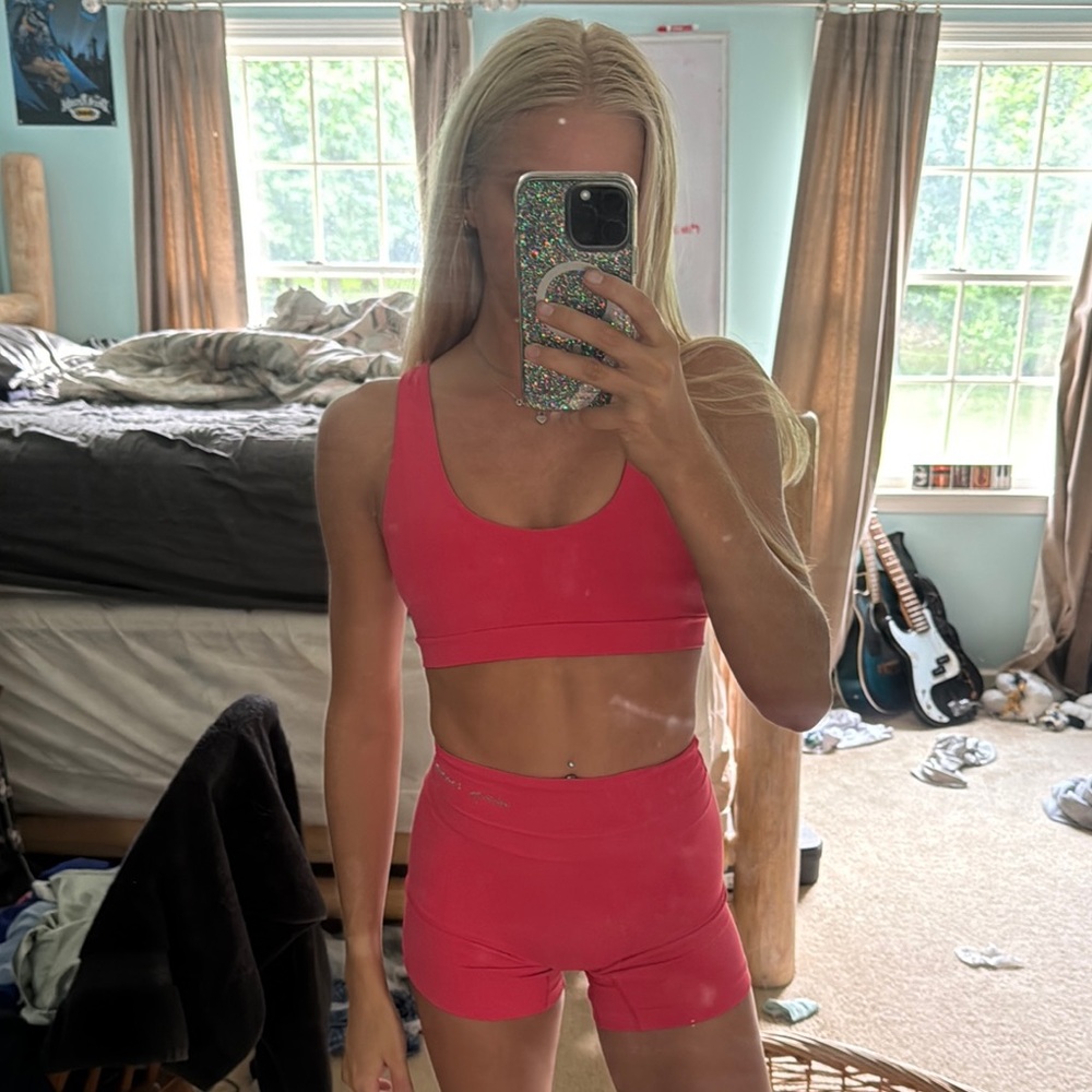 Gymshark Whitney Simmons Pink Sports Bra and Shorts Set - Picture 1 of 4